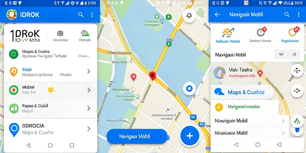 Tampilan antarmuka aplikasi IDROK untuk navigasi mobil yang simple dan informatif.