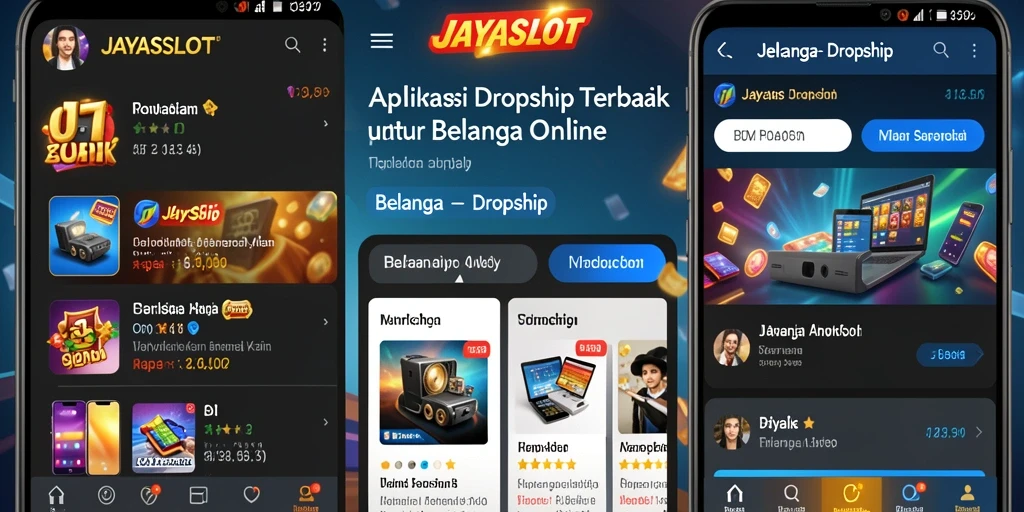 Tampilan antarmuka utama aplikasi JAYASLOT untuk berbelanja secara dropship.